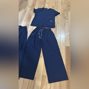 New Wide leg Figs Navy Blue Scrub Set
